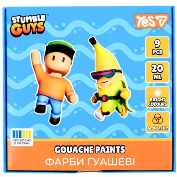 Фото - Краски YES гуашевые Stumble Guys 9 цв. 20 мл (230437)